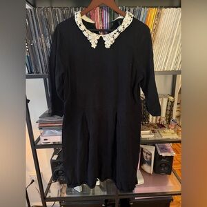 ASOS Curve Black Dress with White Floral Collar